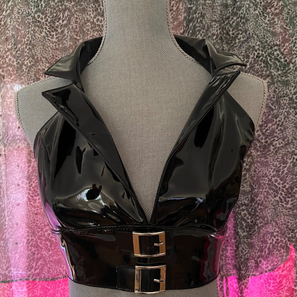Black PVC bra top